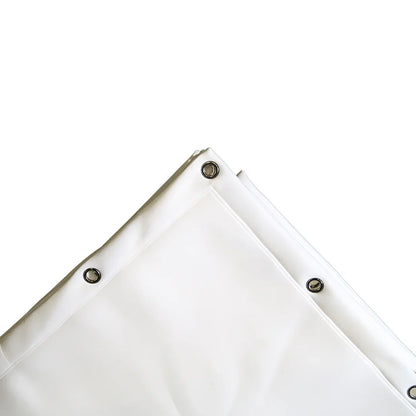 White golf simulator impact screen with reinforced grommets for durable indoor use